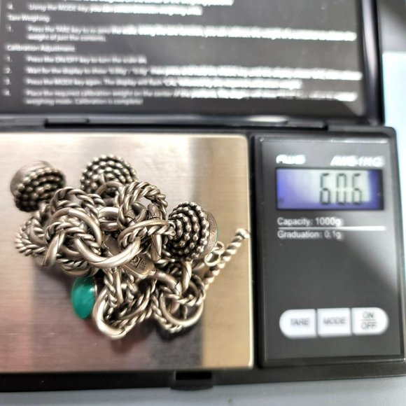 Aaron Toadlena Bracelet 1995 Sterling Silver and Green Turquoise Navajo JS8133 - Picture 10 of 16